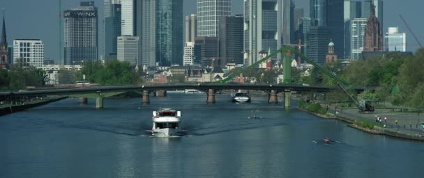 Skyline Frankfurt Франкфурт Германия 2017 — стоковое видео