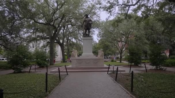 Monumento James Oglethorpe Savannah Georgia Usa Set 2016 — Video Stock