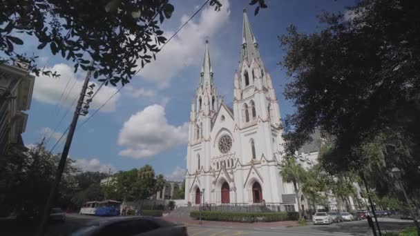 Catedral São João Batista Savannah Georgia Eua — Vídeo de Stock