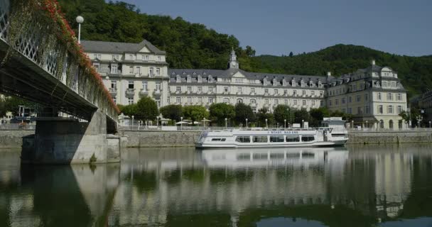 Bad Ems Een Helende Kuuroord Met Romeinse Bron Bij Rivier — Stockvideo