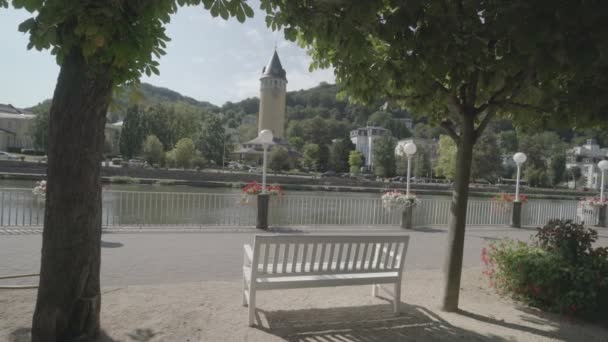 Simgesel Yapı Quellenturm Bad Ems Olarak Adlandırılan Kule Nehir Lahn — Stok video