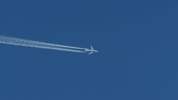 Kontraste Eines Jets Gegen Einen Klaren Blauen Himmel — Stockvideo