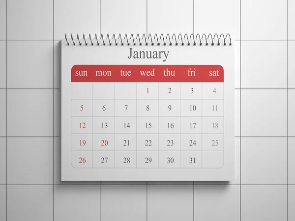 2020 Calendario Horizontal Composición Con Copia Espacio 3Er Renderizado — Foto de Stock