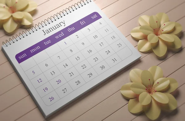 2020 Calendário Composição Horizontal Com Espaço Cópia 3Rd Render — Fotografia de Stock