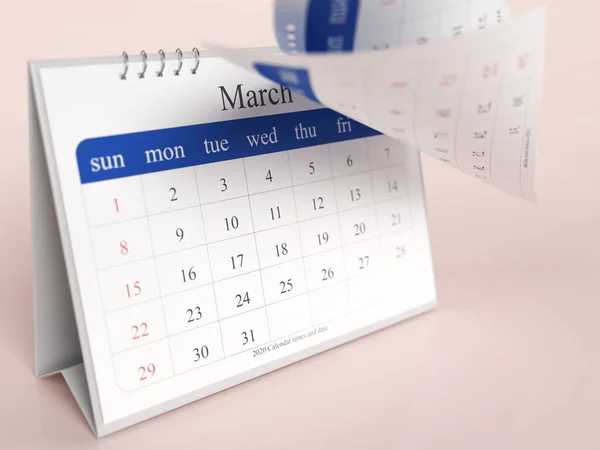 2020 Kalender Horisontell Sammansättning Med Kopiera Utrymme Render — Stockfoto