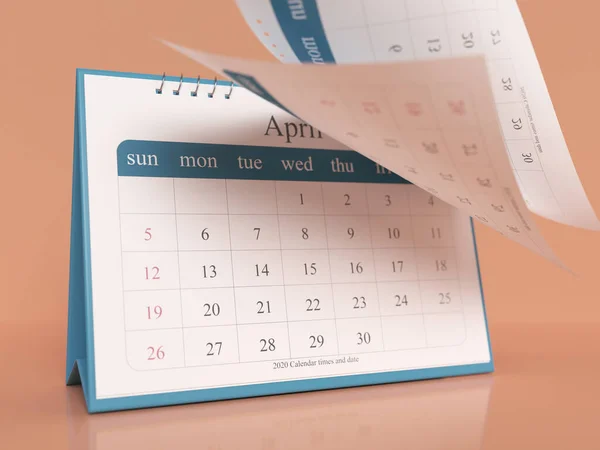 2020 Kalender Horisontell Sammansättning Med Kopiera Utrymme Render — Stockfoto