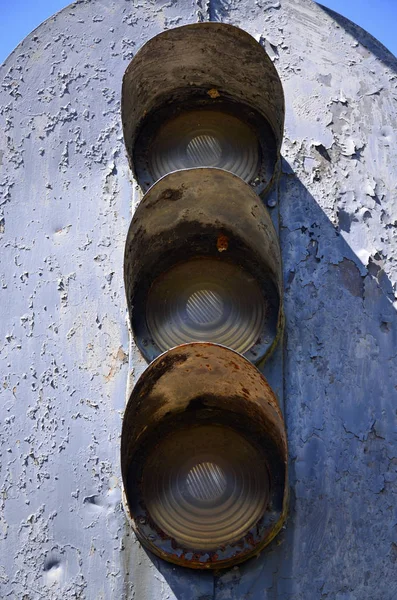 Antika Demiryolu Kontrol Işıkları — Stok fotoğraf
