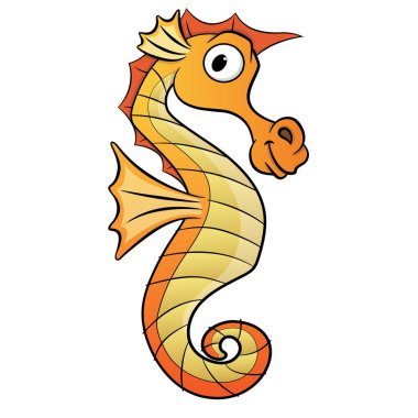 beyaz arka plan vektör karikatür seahorse