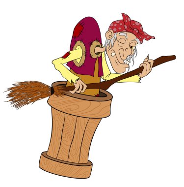 Karikatür Baba Yaga. Rus halk masalları vektör cadı