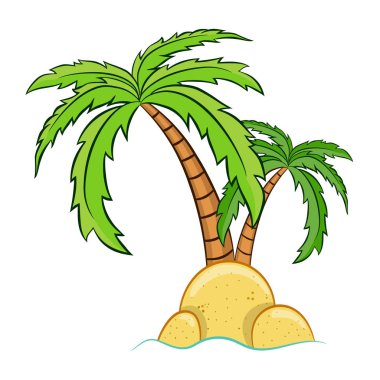 ada vektör iki karikatür palmiye ağaçları