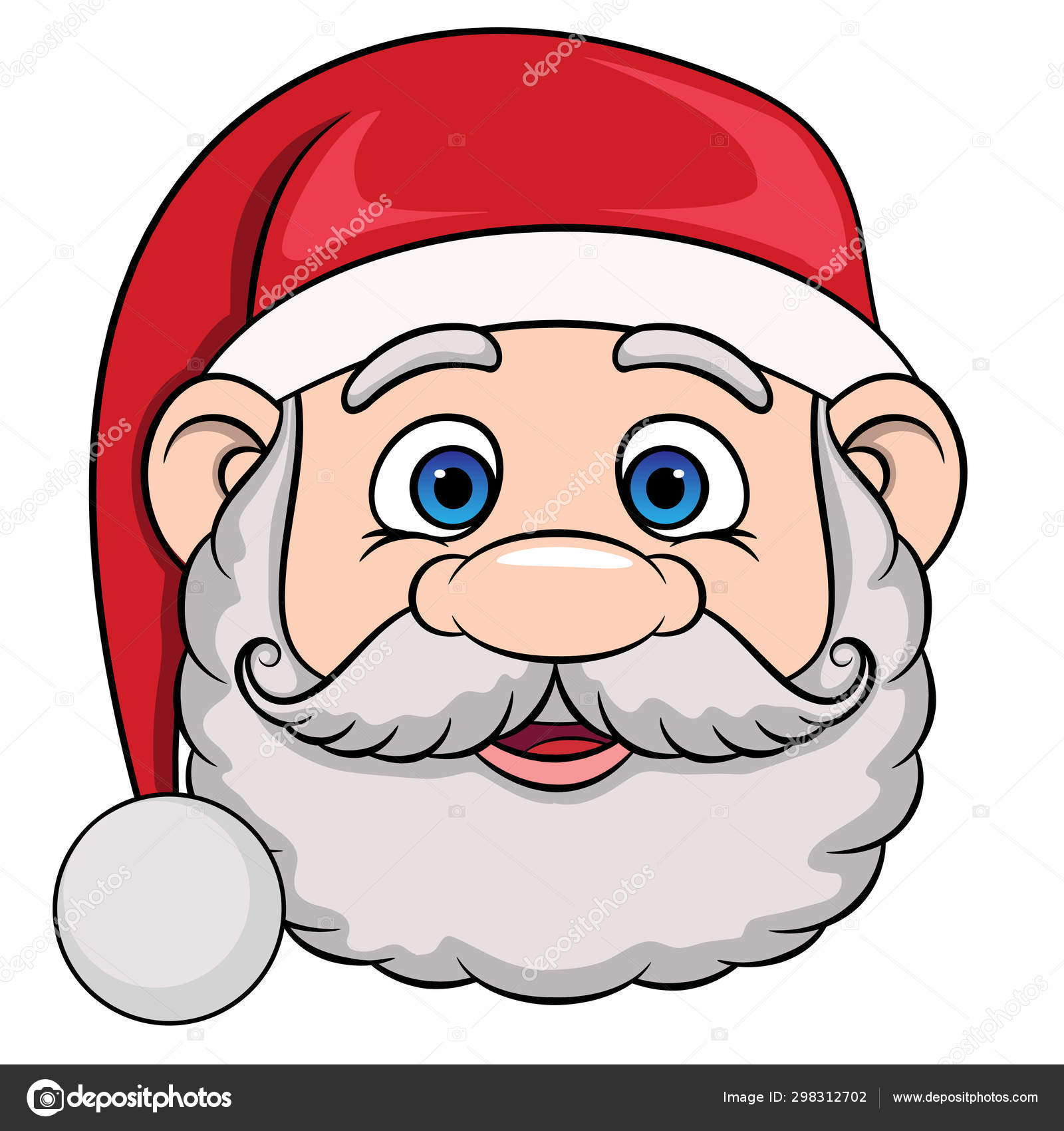 Head Cartoon Smiling Santa Claus Christmas Hat Vector White Background  Stock Vector Image by ©King72 #298312702