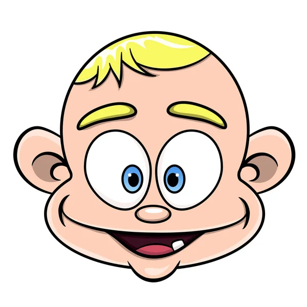 Cartoon Kleine Baby Gezicht Met Blauwe Ogen Blond Haar Vector — Stockvector