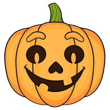 Cadılar Bayramı için gülümseyen şirin balkabağı. Beyaz arkaplanda vektör.