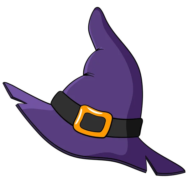 漫画紫色の魔女帽子ハロウィン属性 白い背景ベクトルに — ストックベクタ