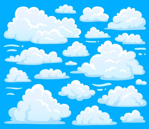 Witte wolk symbool voor cloudscape achtergrond. Cartoon wolken symbolen ingesteld voor bewolkte hemel klimaat illustratie vector — Stockvector