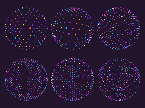 科学原子球、ドット オーブまたは粒子軌道します。ジオメトリ未来グラフまたは抽象的なベクトル図の 3 d グリッド球 — ストックベクタ