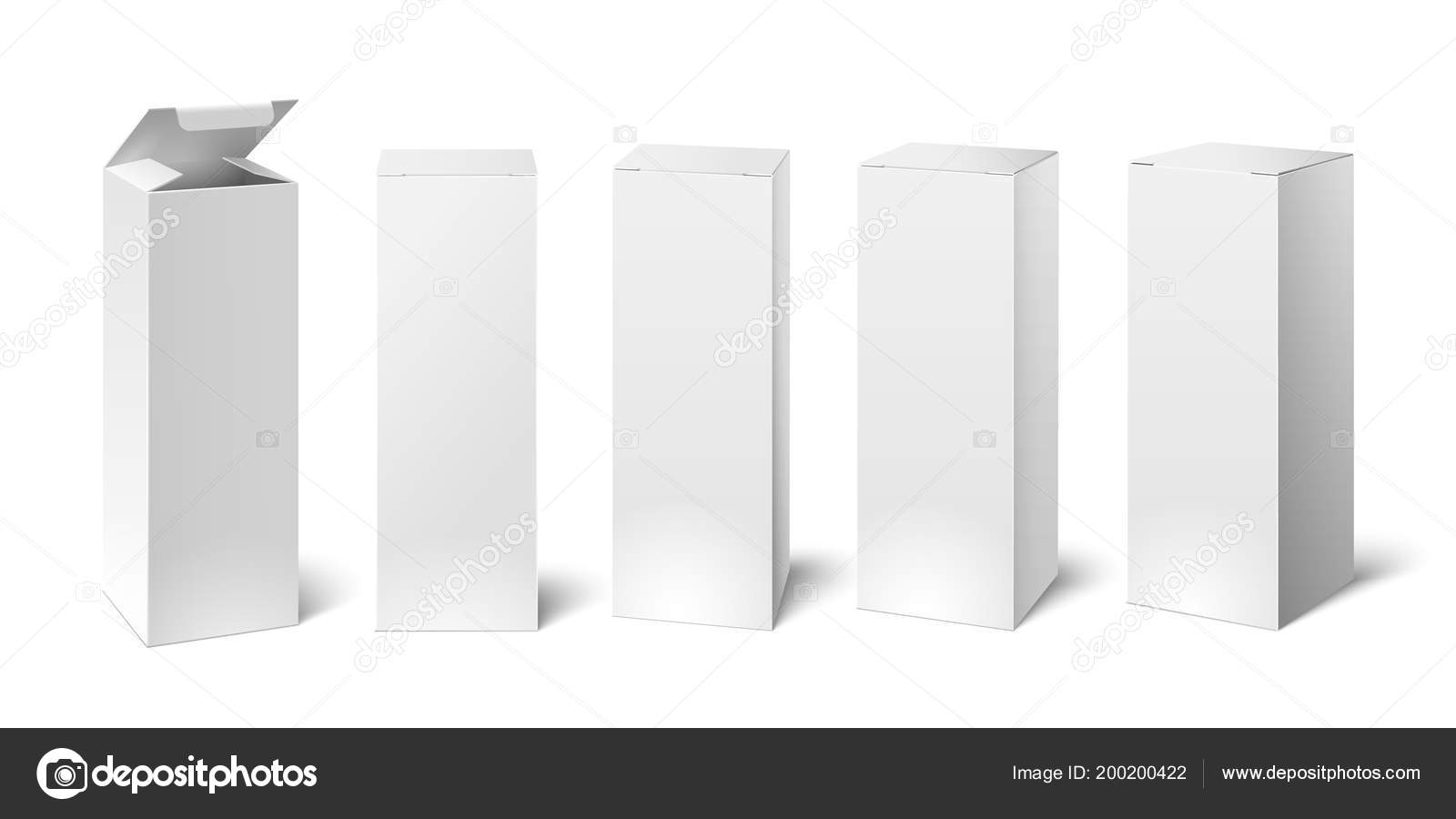 Download High White Cardboard Box Mockup Set Of Cosmetic Or Medical Packaging Paper Boxes Vector Illustration Vector Image By C Tartila Stock Gmail Com Vector Stock 200200422