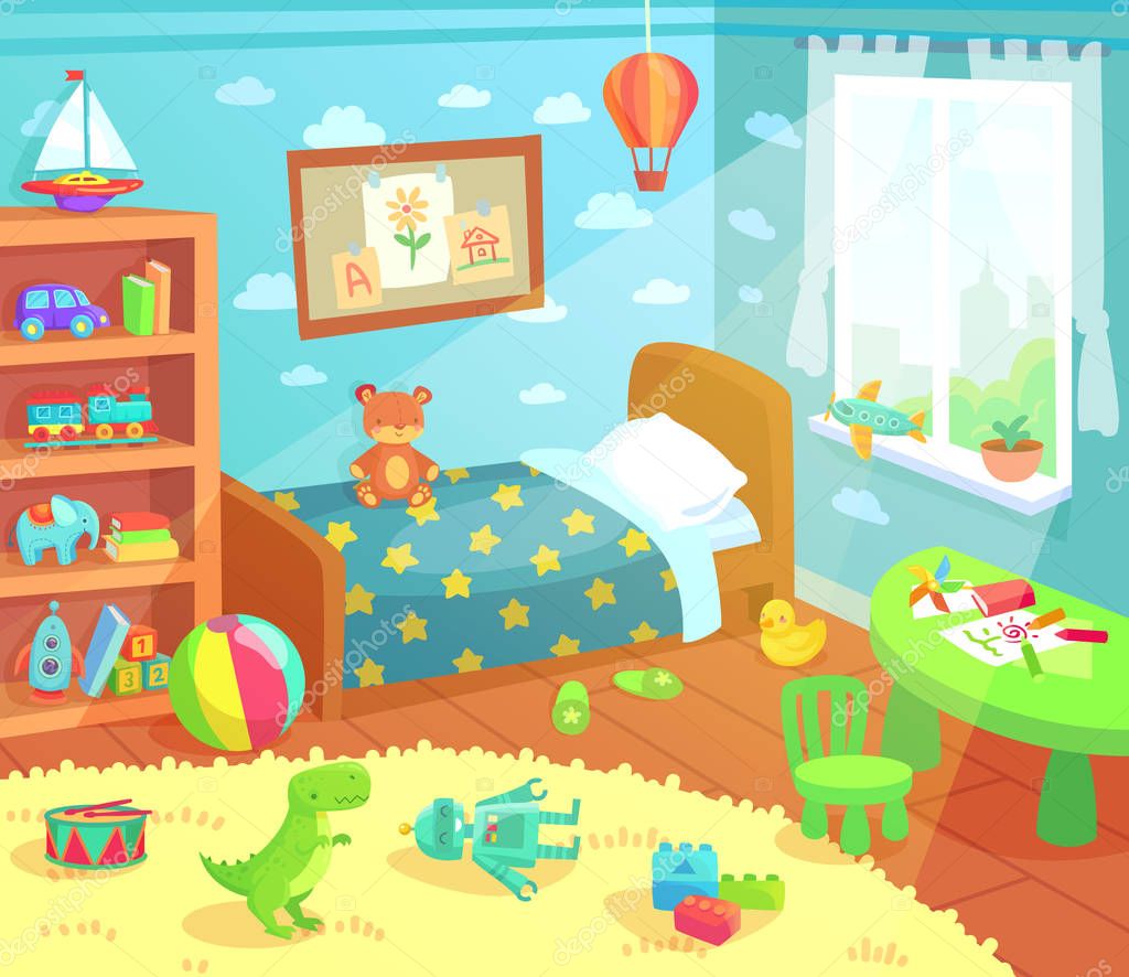 Int rieur de chambre   coucher dessin  anim  enfants 