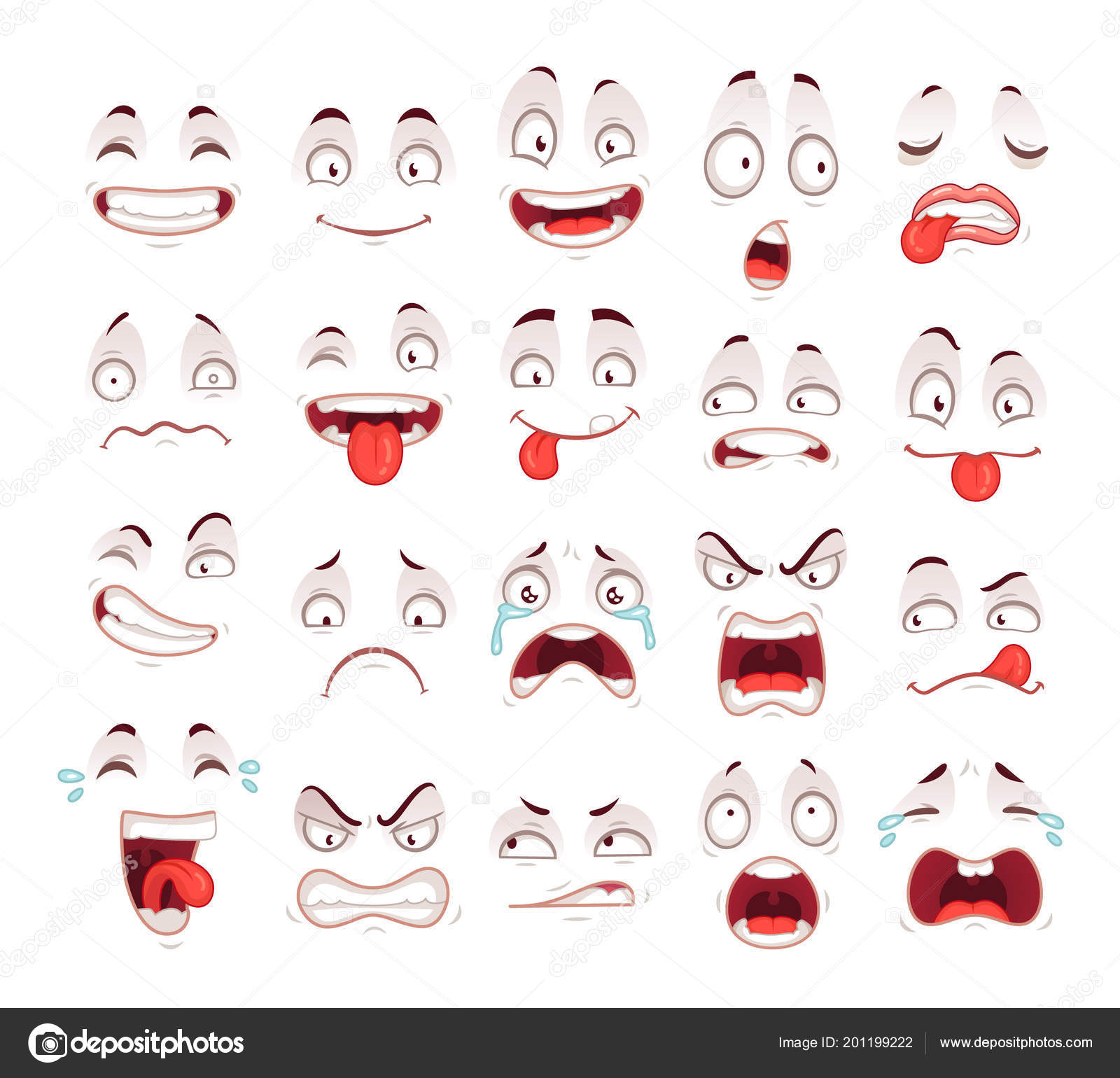 Kawaii cute face expression eyes and mouth scared Vector Image