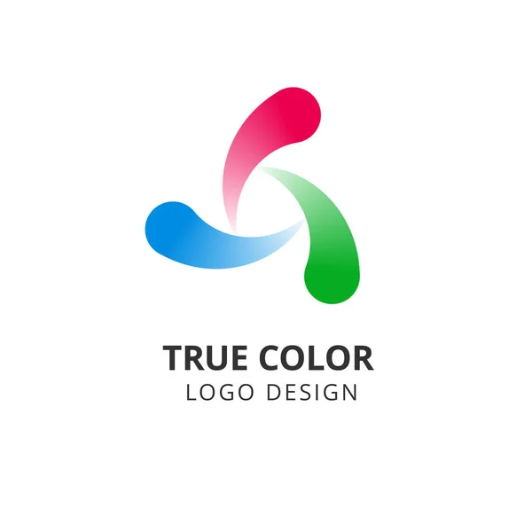 Circle swirl logo. Colorful round abstract emblem. True color spiral vector isolated design — Stock Vector