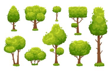 Karikatür yeşil ağaç. Vektör çizim arka plan için izole çevre orman veya park ağaçlar