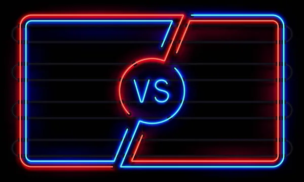 Neon çerçeve karşı. Spor savaş parlak çizgiler afiş, Vs düello işareti. Spor mücadele ekibi çerçeveler vektör arka plan