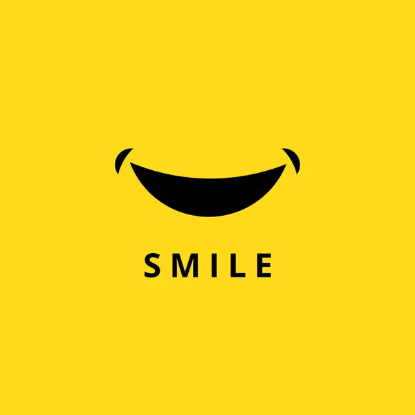 Feliz sonrisa garabato. Divertida boca sonriente aislada sobre fondo amarillo. Dibujos animados sonrisas logo vector icono — Archivo Imágenes Vectoriales