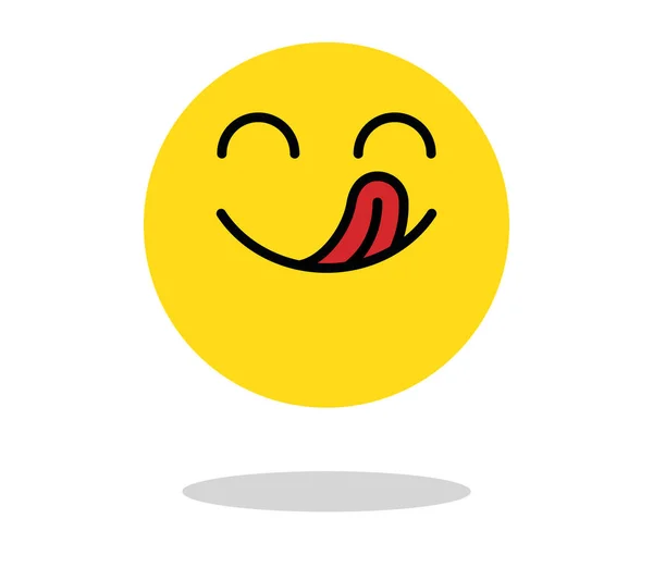 Яскрава Ікона Голодне Усміхнене Обличчя Ротом Язиком Емодзі Смачний Здоровий — стоковий вектор