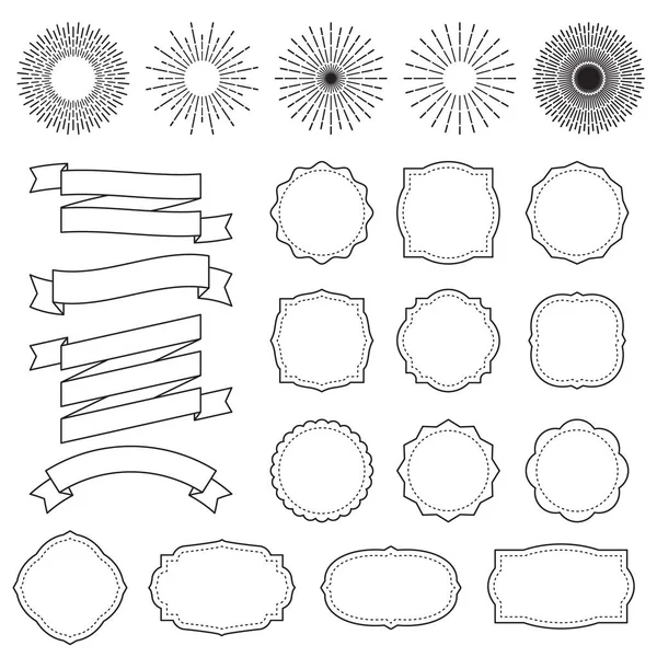 Sunburst frames. Retro starburst stralen frame. Vintage zon barsten stempel en barsten lijnen voor sticker ontwerp vector collectie — Stockvector