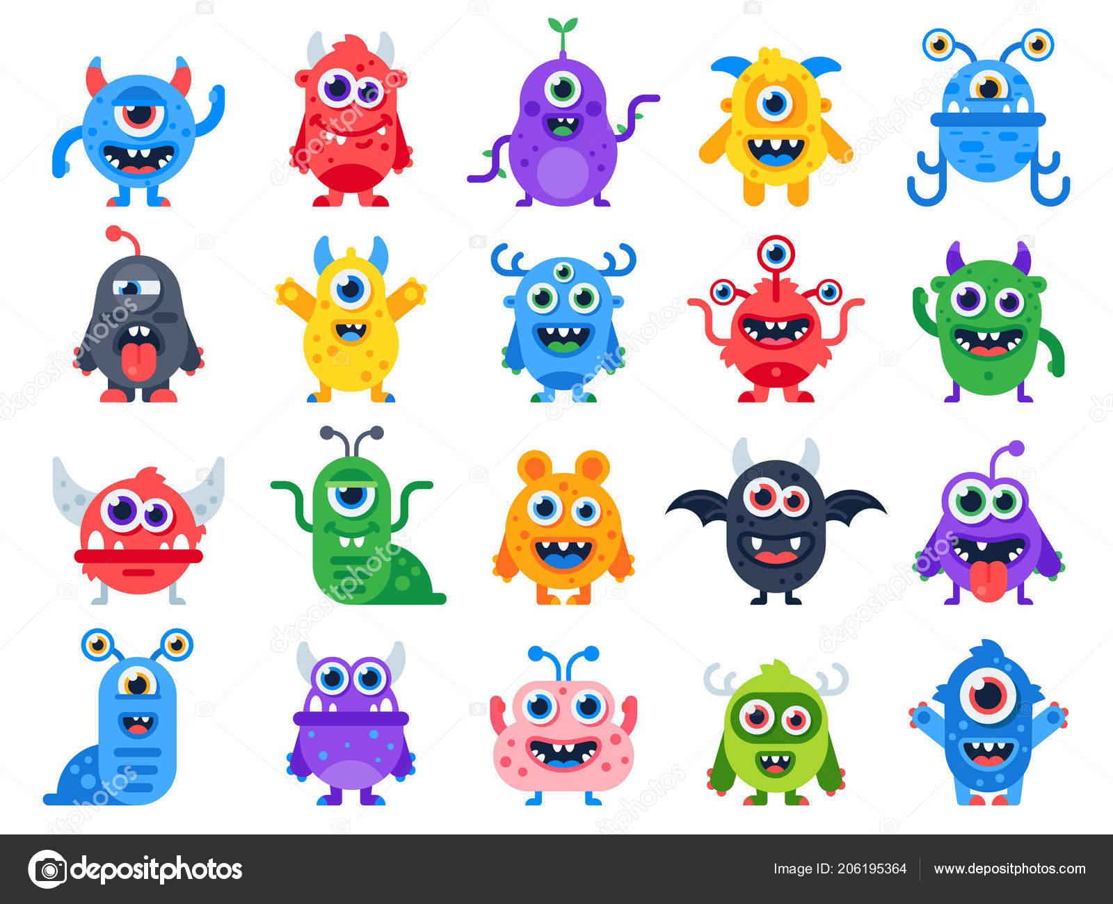 Caráteres Assustadores Irritados Da Mascote Dos Monstro Do