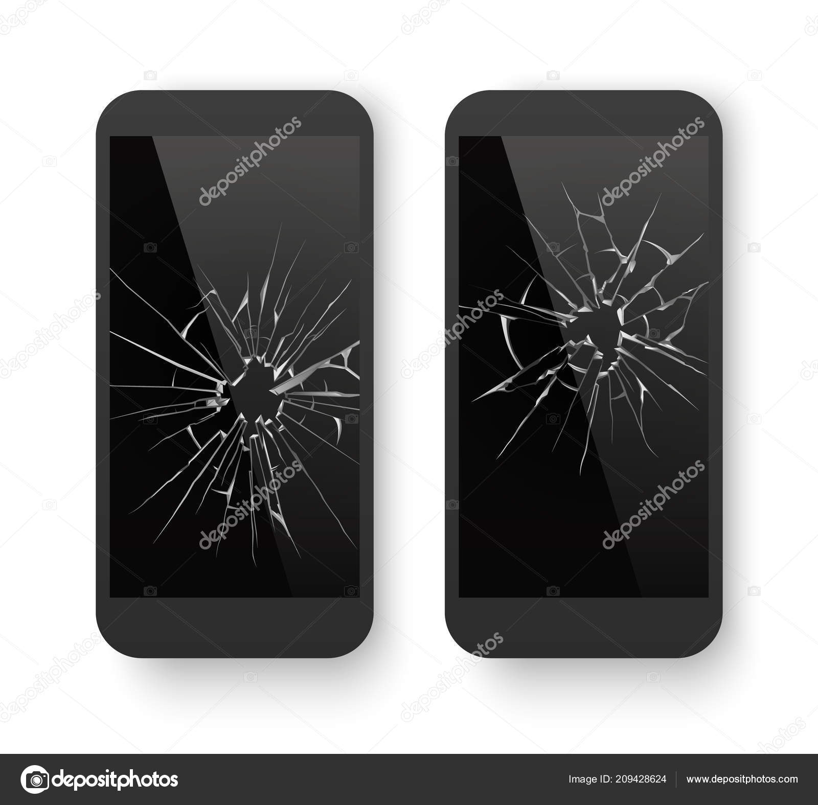 Broken mobile Cracked smartphone Smashed damaged