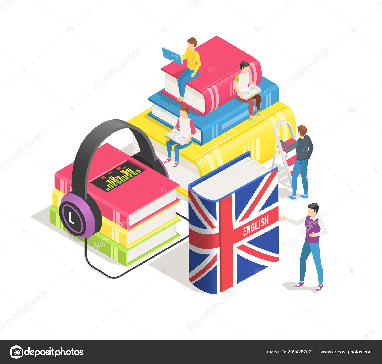 209428702　languages　dictionary,　background　Stock　german　concept.　textbooks.　vector　People　english　and　online.　french　by　Studying　spanish　Education　Vector　Learning　foreign