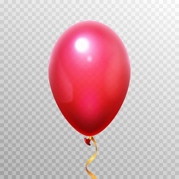 Palloncino rosso 3D realistico. Palloni aerostatici ad elio volante per la progettazione di feste. Oggetto vettoriale isolato su sfondo trasparente — Vettoriale Stock