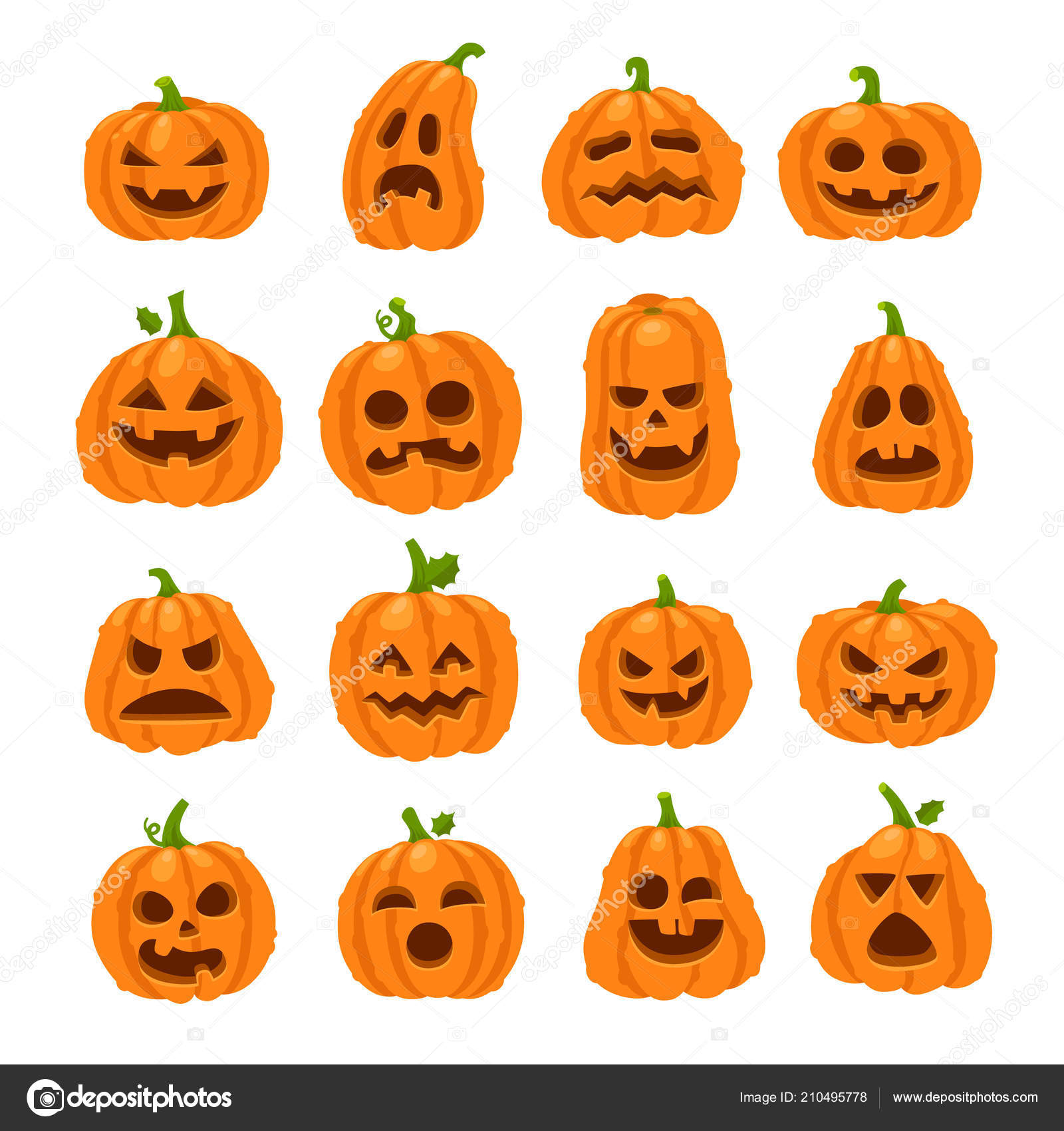Dessin animé citrouille d\u0027halloween. Citrouilles orange avec