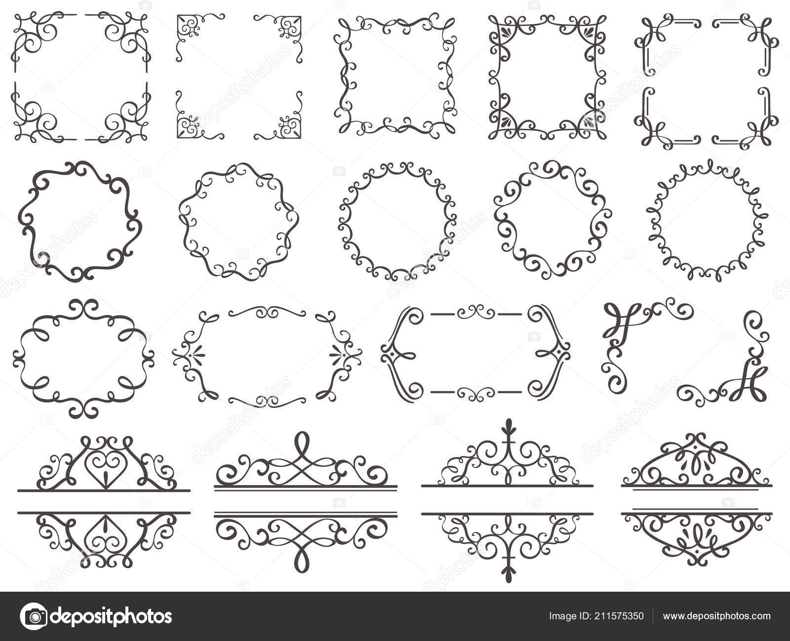 Retro Decoration Frames Vintage Filigree Swirls Border Elegant