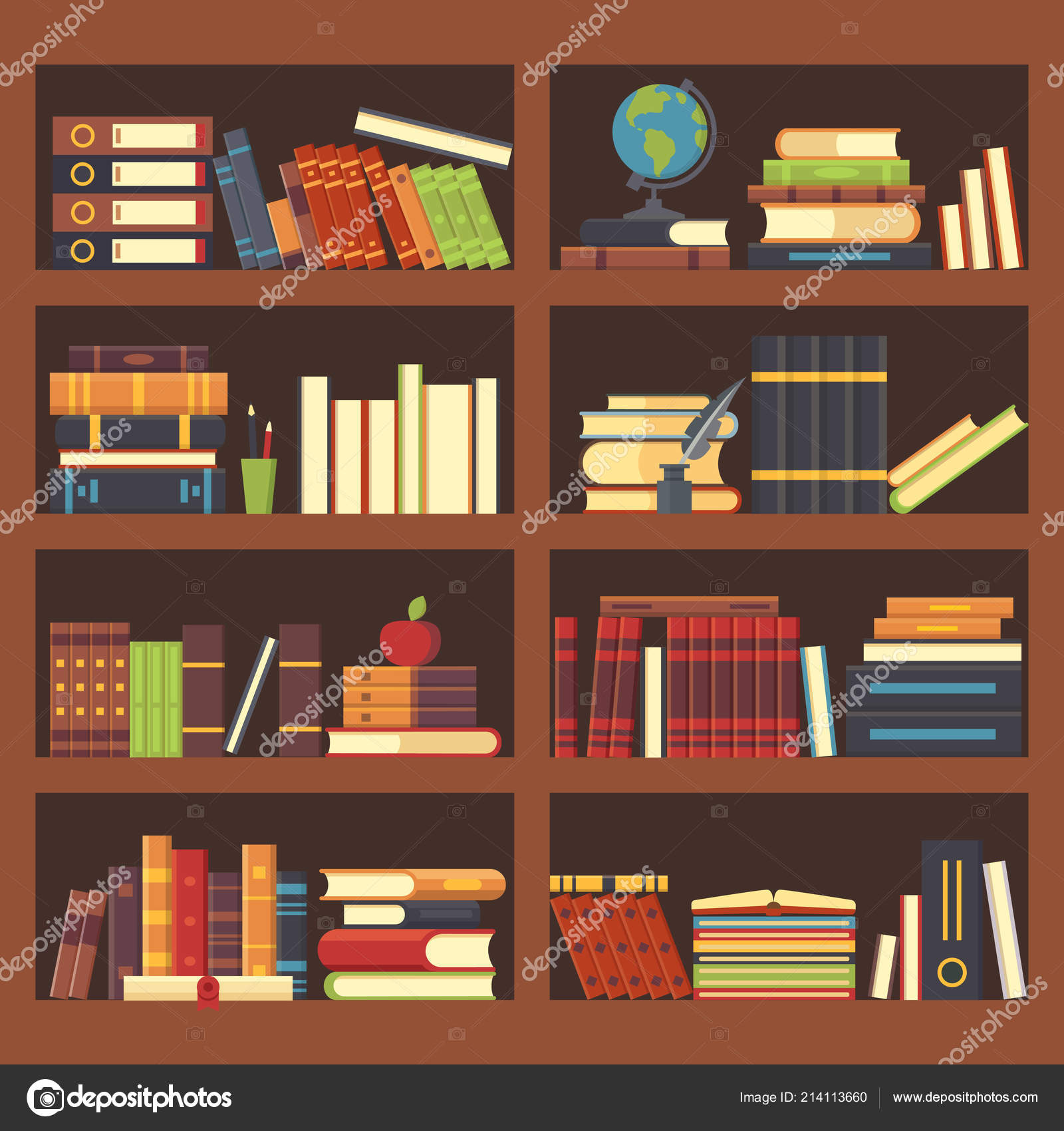 Encyclopedia Bookshelf Books In Library Bookcase Encyclopedia