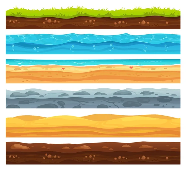 Superficie Tierra Sin Costura Verde Paisaje Tierra Hierba Desierto Arena — Archivo Imágenes Vectoriales