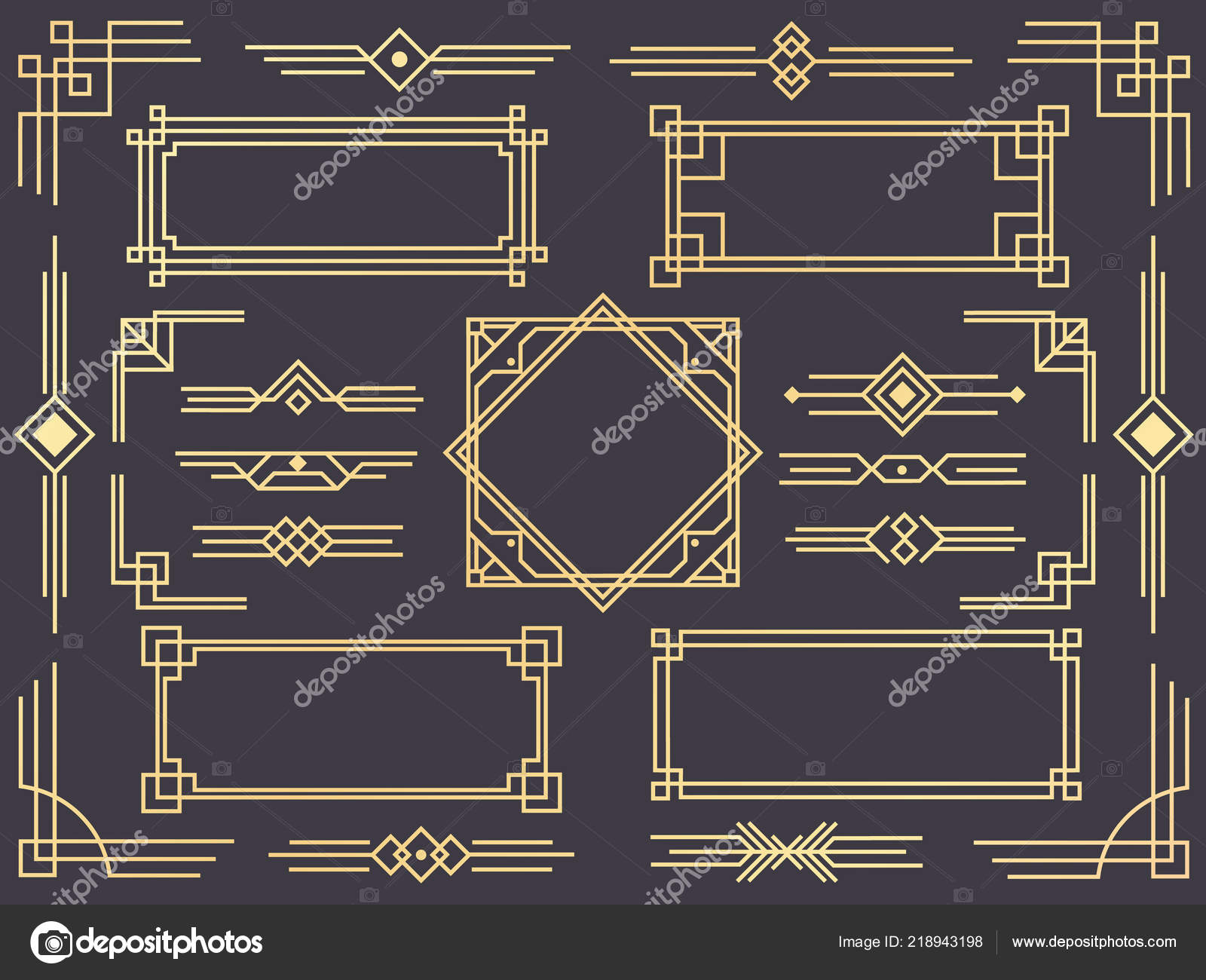 Frontera de línea art deco. Modernos marcos de oro árabe, bordes de líneas  decorativas y elementos geométricos de diseño vectorial marco de etiqueta  dorada Vector de stock #218943198 de ©tartila.stock.gmail.com, image size:1600x1300