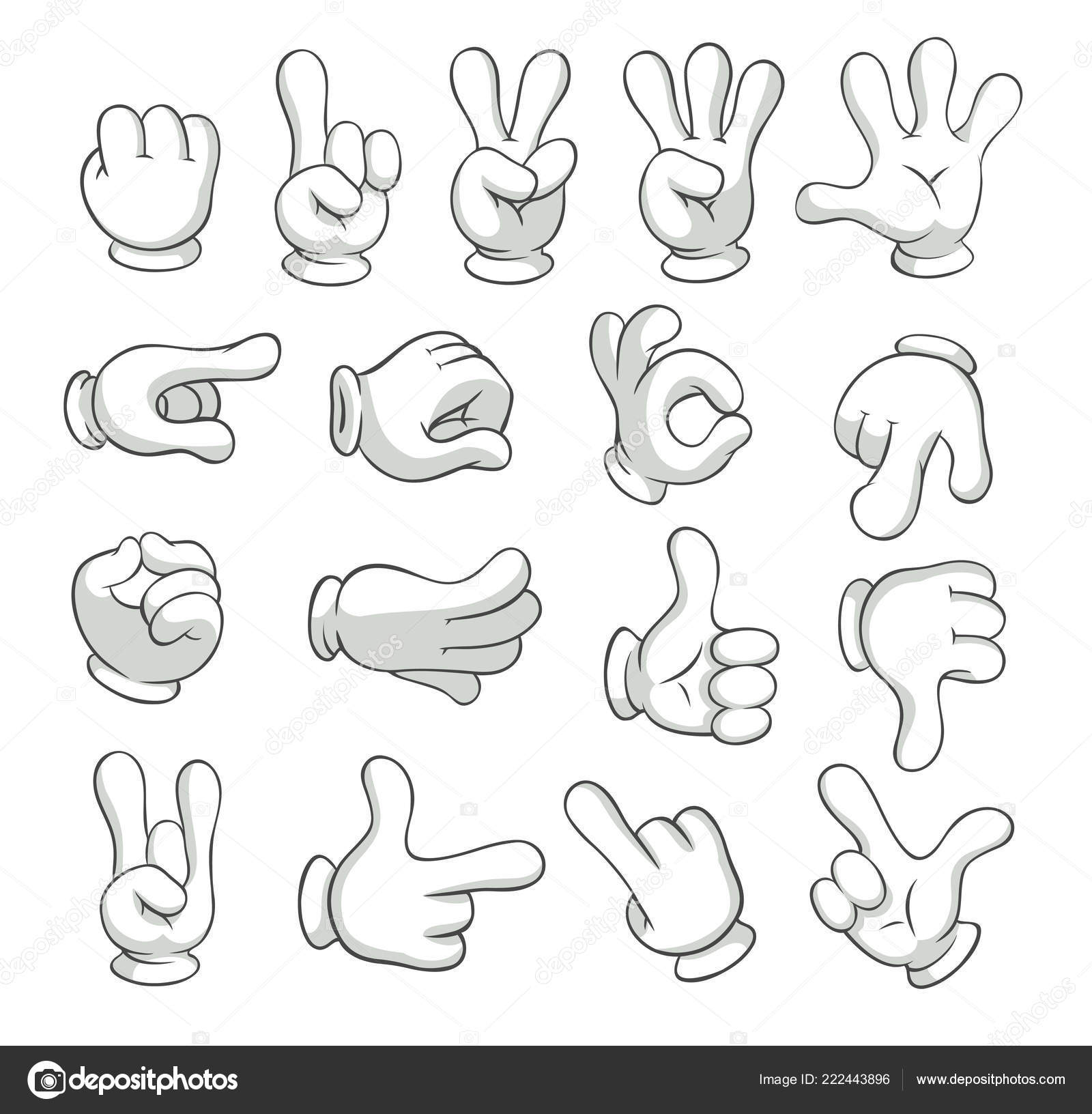 Cartoon gloved arms. Hand in glove character, motion hands. Vector isolated  illustration collection Stock Vector Image by ©.com  #222443896