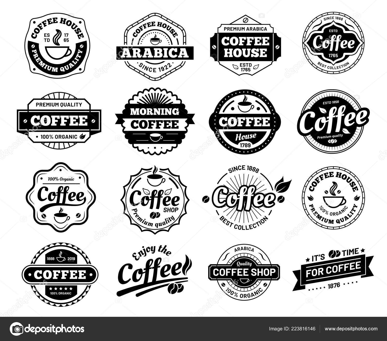Coffee badges. Cafe logo stamp sticker. Restaurant logotype