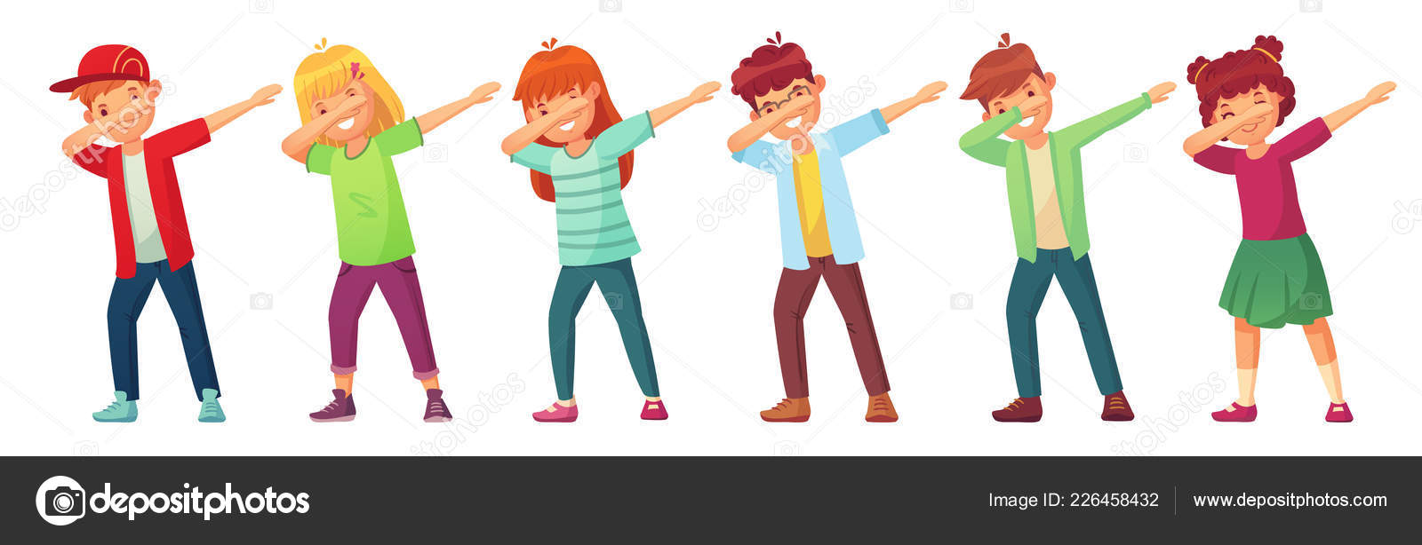 Dabbing kids. Teenagers in dab dance pose, school kid dancing performance  and teenager making dab cartoon vector illustration Stock Vector Image by  ©.com #226458432