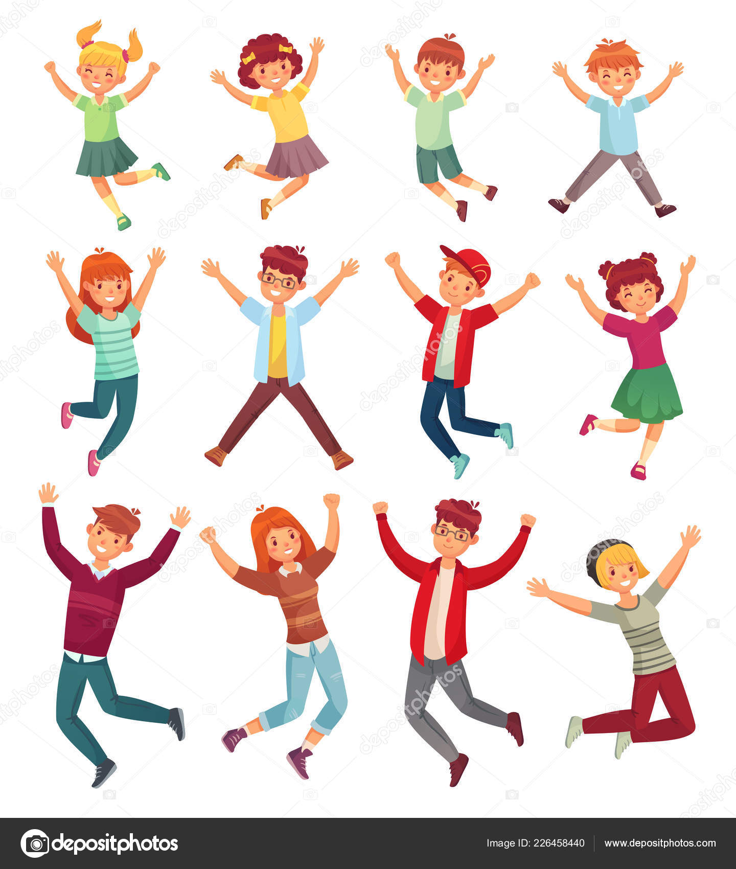 Happy kids jumping isolated  Happy kids, Childrens illustrations, Children  illustration