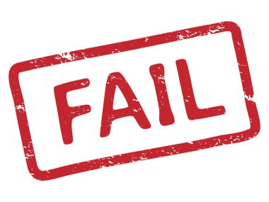 Kırmızı pul başarısız. Grunge mürekkep doku pencere boyutu yazdırma çerçeve başarısız word etiket izole vektör çizim ile