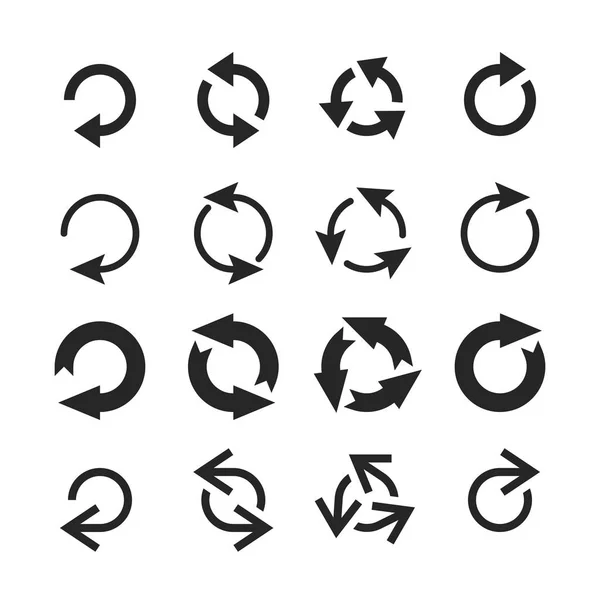 Ícone de seta círculo. Setas redondas, sinal de apontamento circular e círculos conjunto de ícones vetoriais botão —  Vetores de Stock