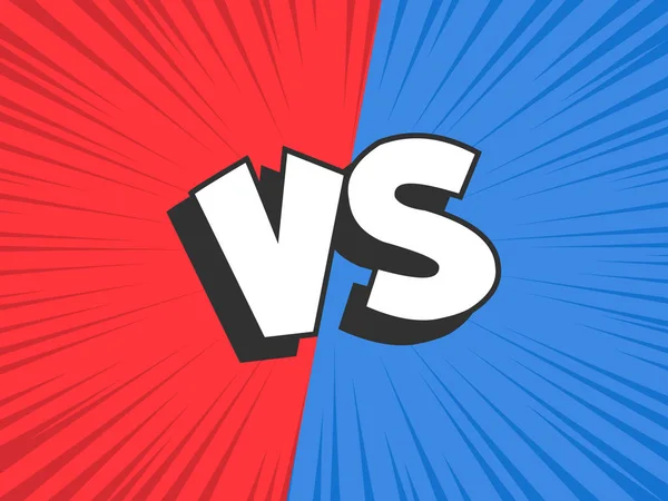 Versus comparar. Red VS azul batalla conflicto marco, choque confrontación y lucha cómic vector ilustración fondo — Archivo Imágenes Vectoriales