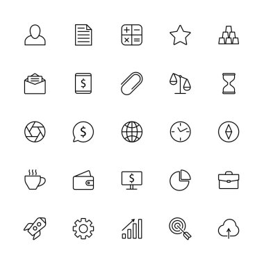 İş hattı simgeler. Ortaklık takım, para yatırım iş proje ve hedef arama piktogram izole simge vektör ayarla başlatılıyor