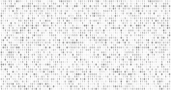 Bináris mátrix kód. Számítógép adat-streamet, digitális biztonsági kódok és szürke kódolási információ absztrakt vektor háttér — Stock Vector