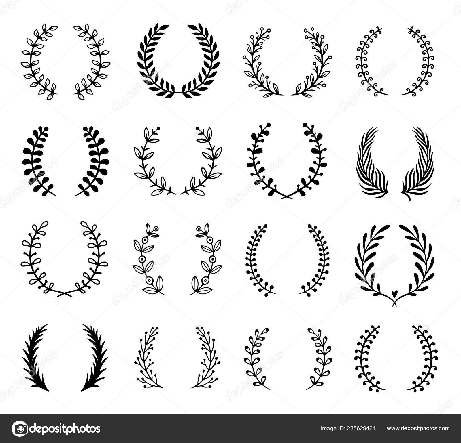 Flower ornament wreath. Olive branch wreaths, greek leaf frame and