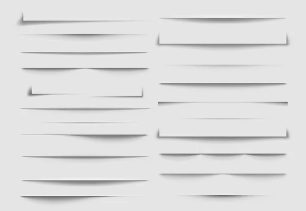 Separadores de sombras isolados. Sombras descartadas por folha de papel. ilustração vetorial — Vetor de Stock