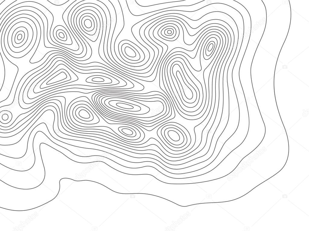 Topography map. Cartography mountains contour lines, elevation maps and earth contoured line topology vector background illustration